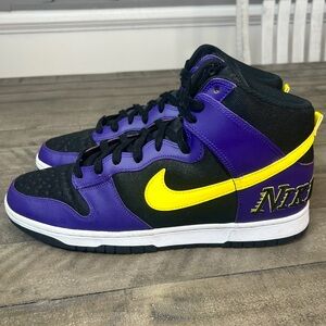 Nike Dunk High Premium EMB “Lakers” Purple & Yellow Men’s Size 14 (2021)